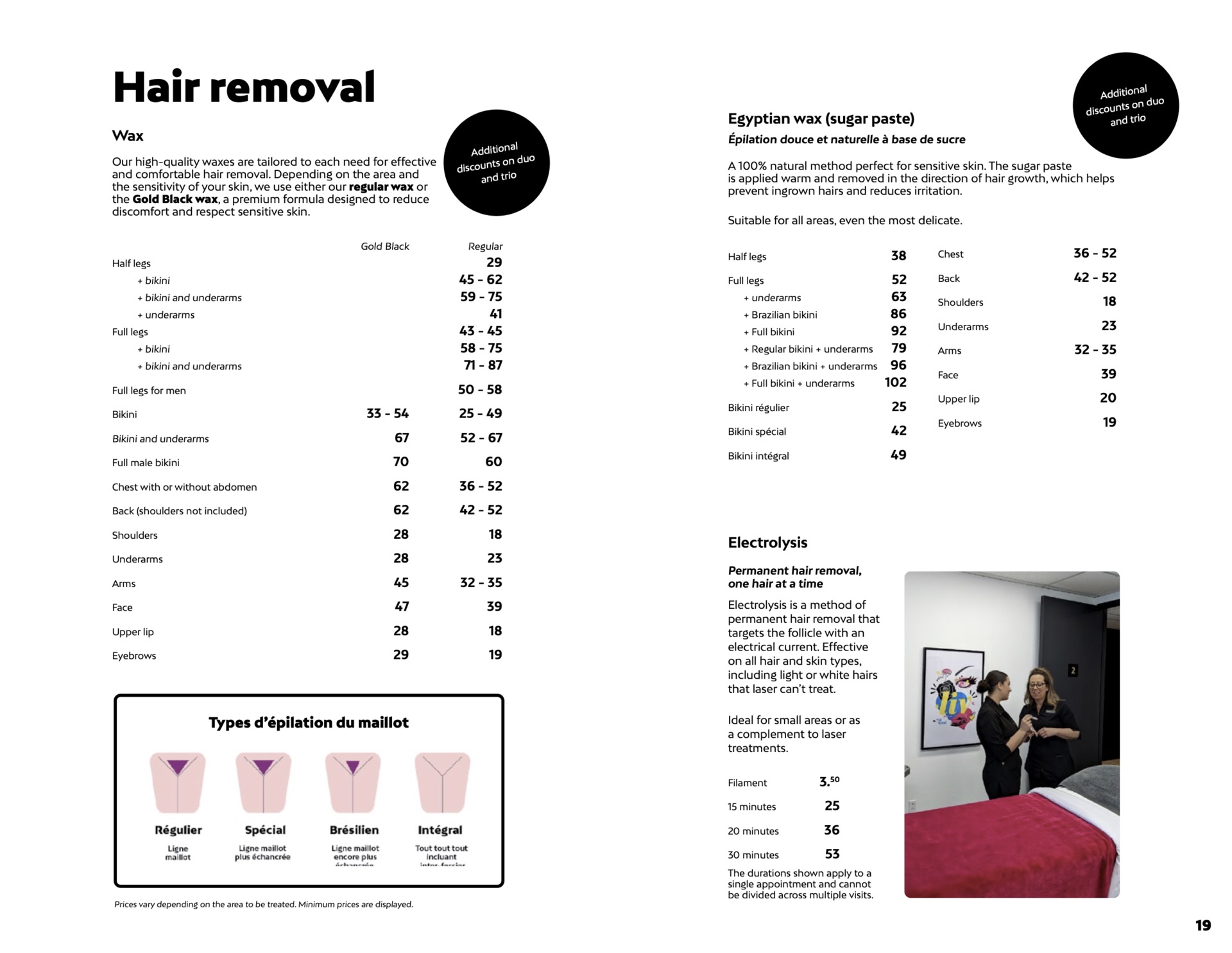 Hair removal prices at Liv Beauty & Spa