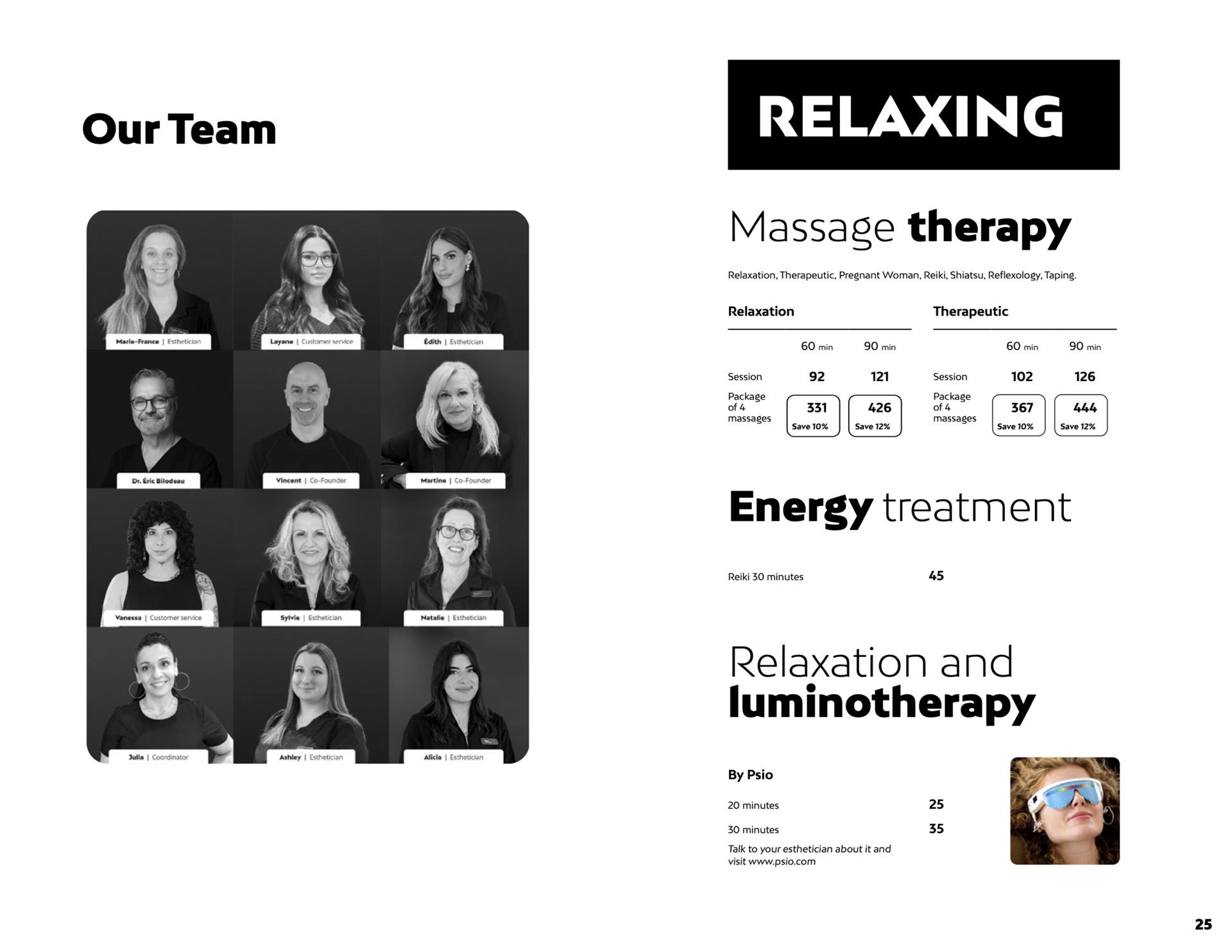 Massage therapy and relaxation prices at Liv Beauty & Spa