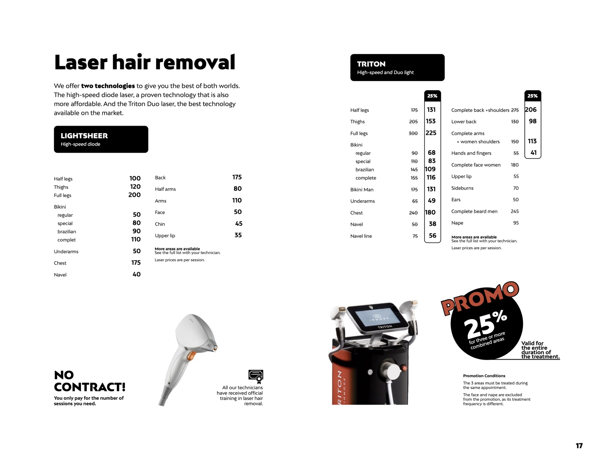 Laser hair removal prices at Liv Beauty & Spa
