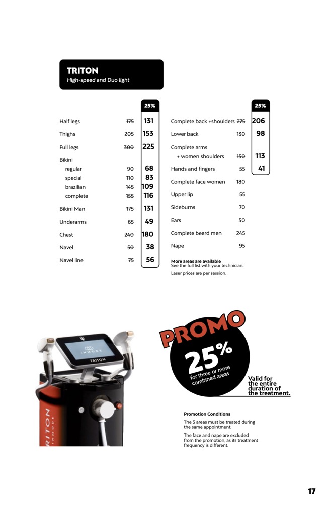 Laser hair removal prices at Liv Beauty & Spa
