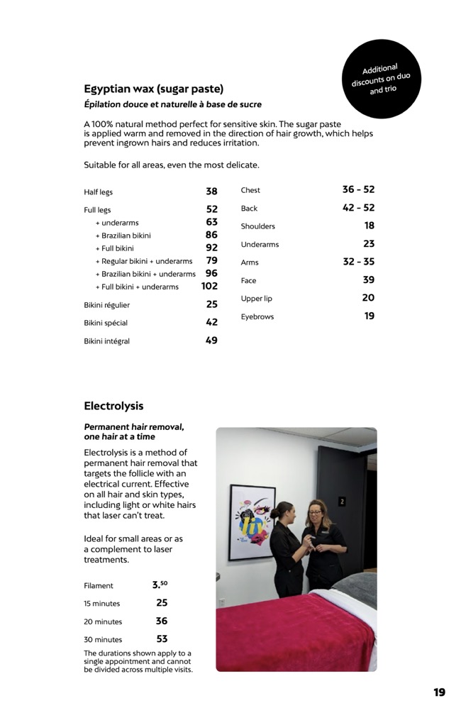 Hair removal prices at Liv Beauty & Spa