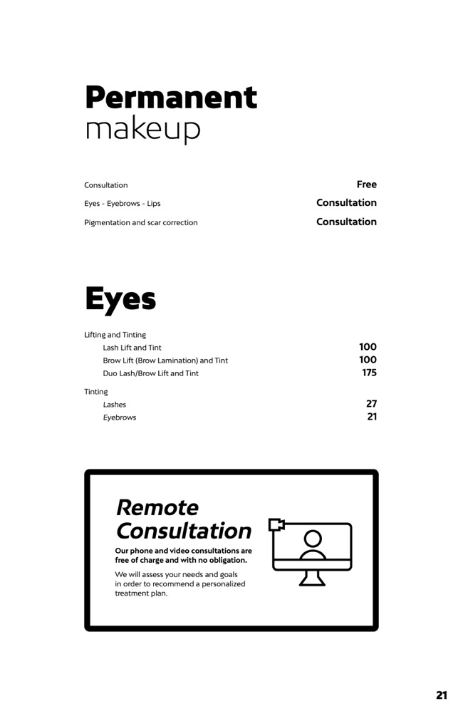 Eye treatment prices at Liv Beauty & Spa
