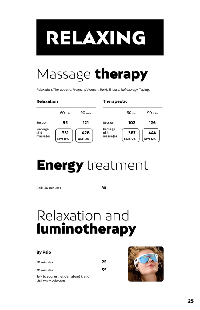 Massage therapy and relaxation prices at Liv Beauty & Spa
