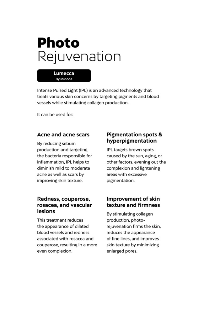 Photo rejuvenation prices at Liv Beauty & Spa