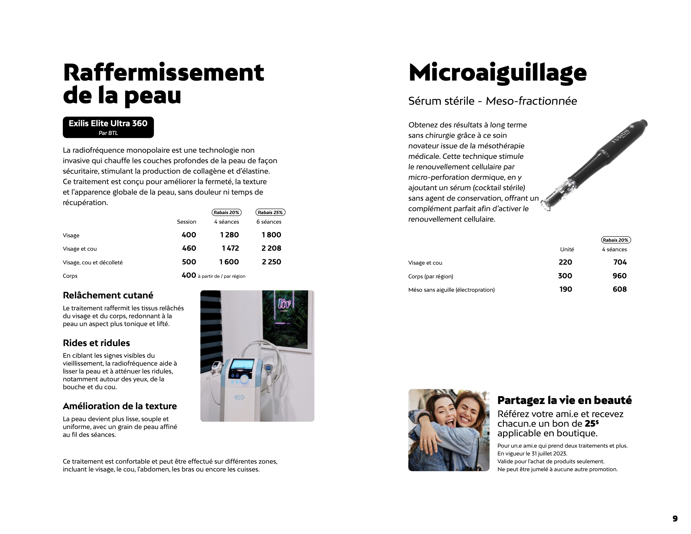 Prix du raffermissement de la peau et du microaiguillage chez Liv Beauté & Spa