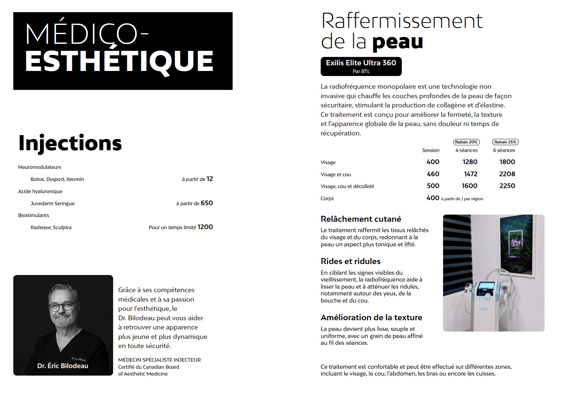 Prix medico esthétique Liv Beauté & Spa