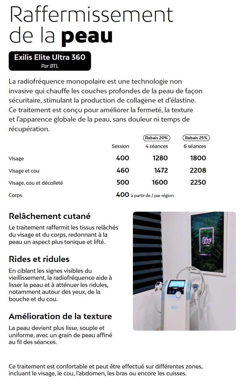 Prix medico esthétique Liv Beauté & Spa
