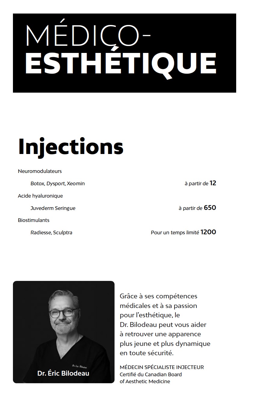 Prix medico esthétique Liv Beauté & Spa