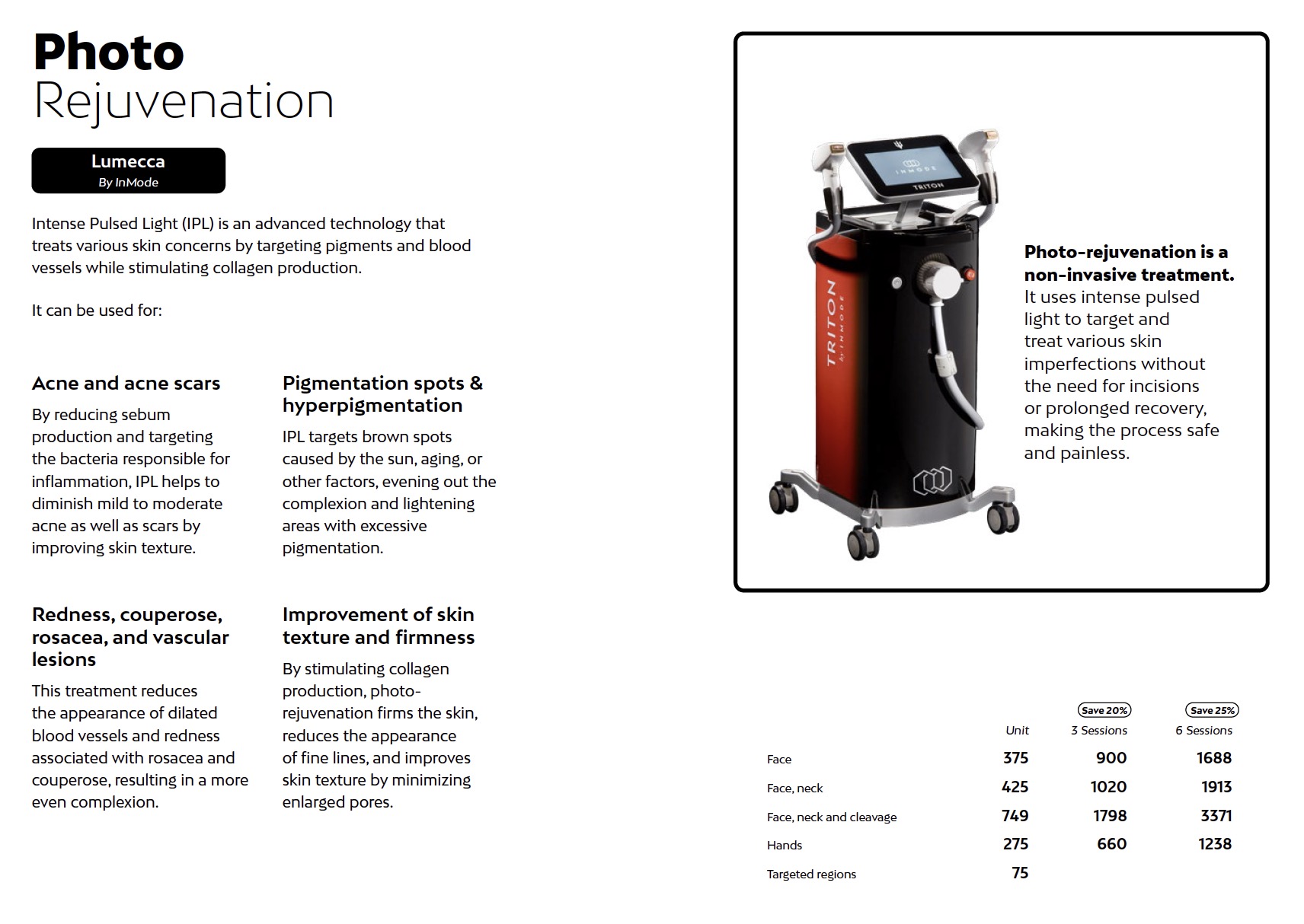 Photorejuvenation Prices Liv Beauty & Spa