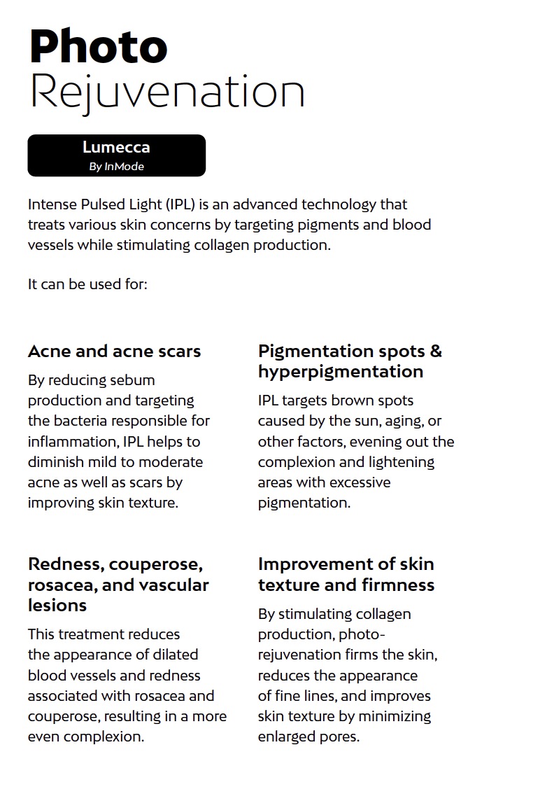Photorejuvenation Prices Liv Beauty & Spa