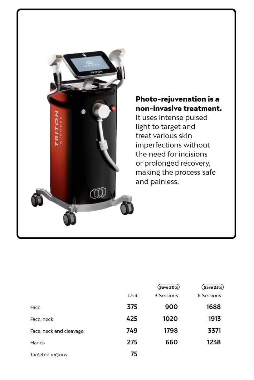 Photorejuvenation Prices Liv Beauty & Spa