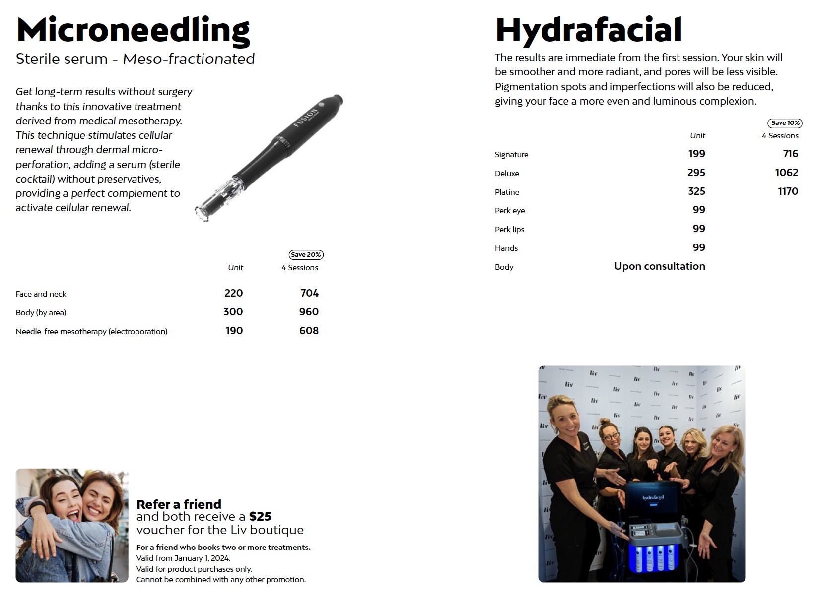 Microneedling and Hydrafacial Prices Liv Beauty & Spa