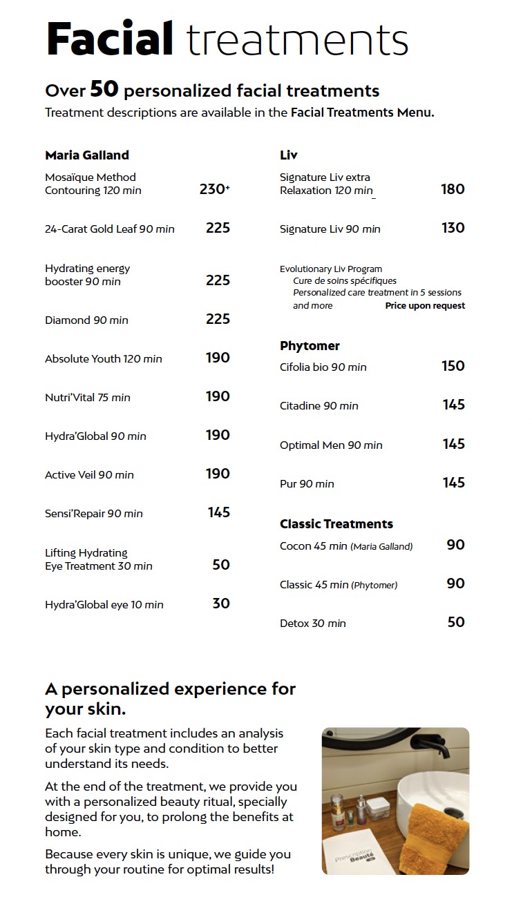 Facial Treatment Prices at Liv Beauty & Spa