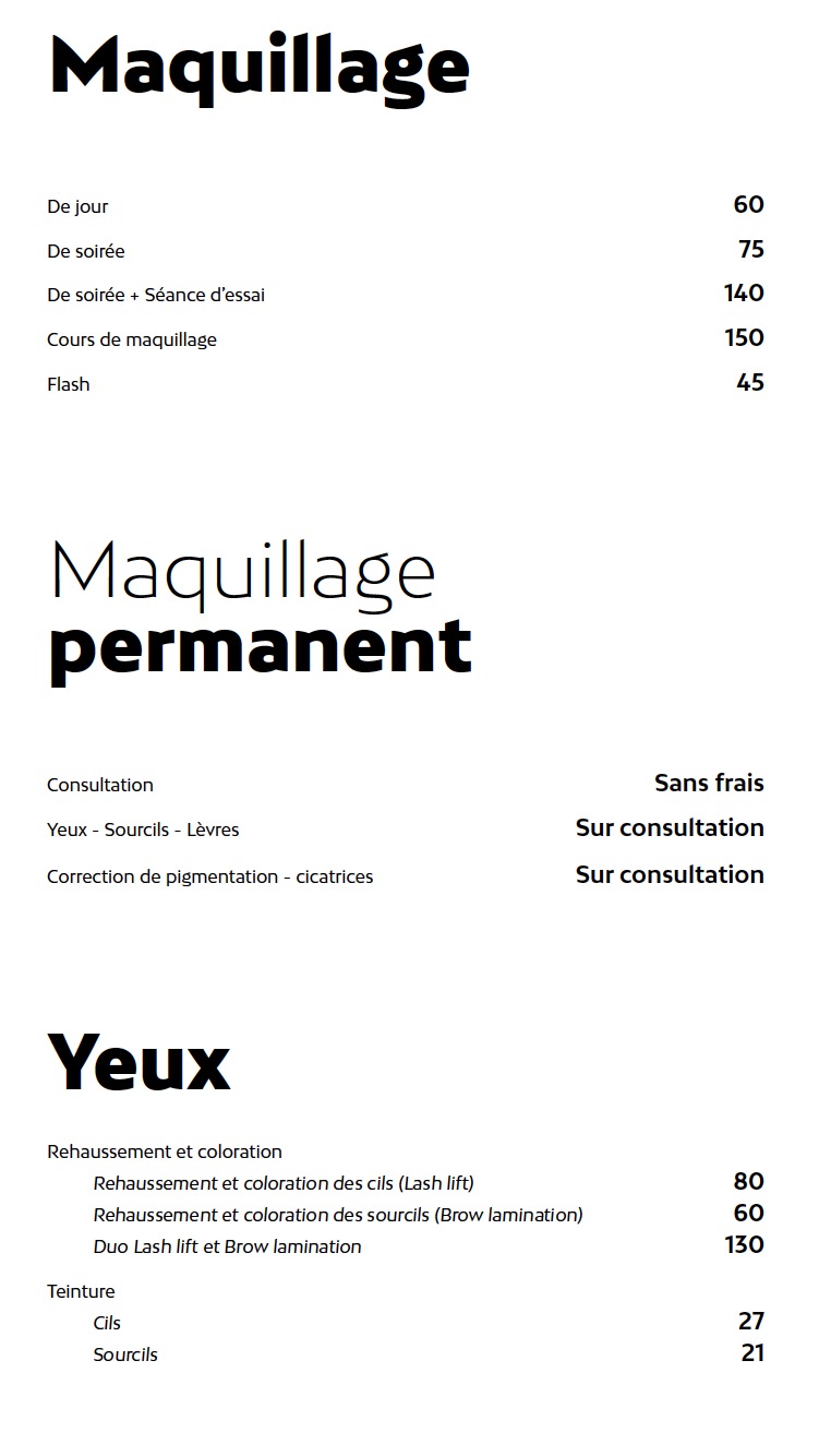 Prix maquillage Liv Beauté & Spa
