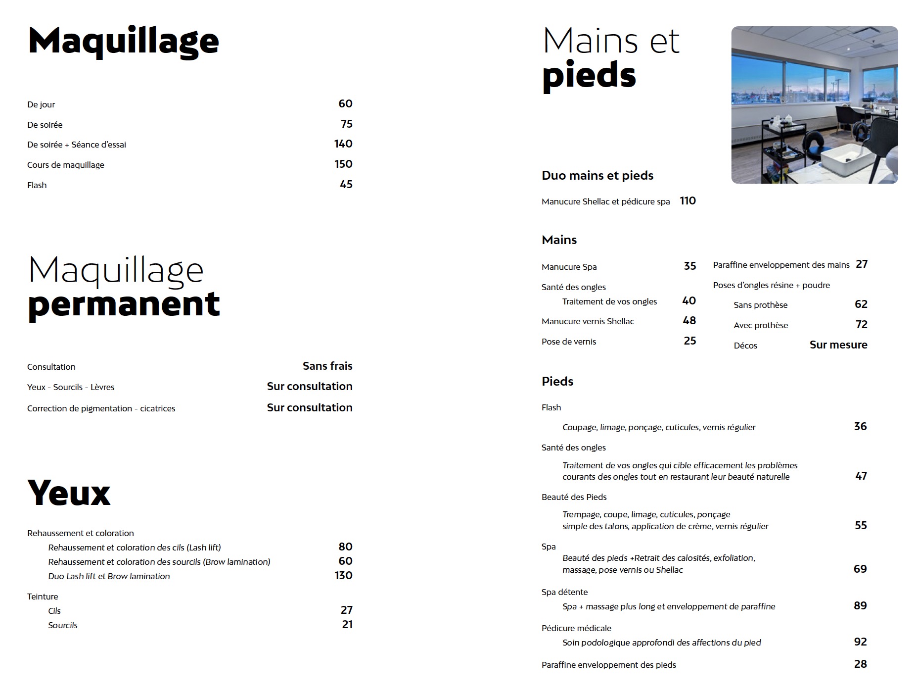 Prix maquillage Liv Beauté & Spa