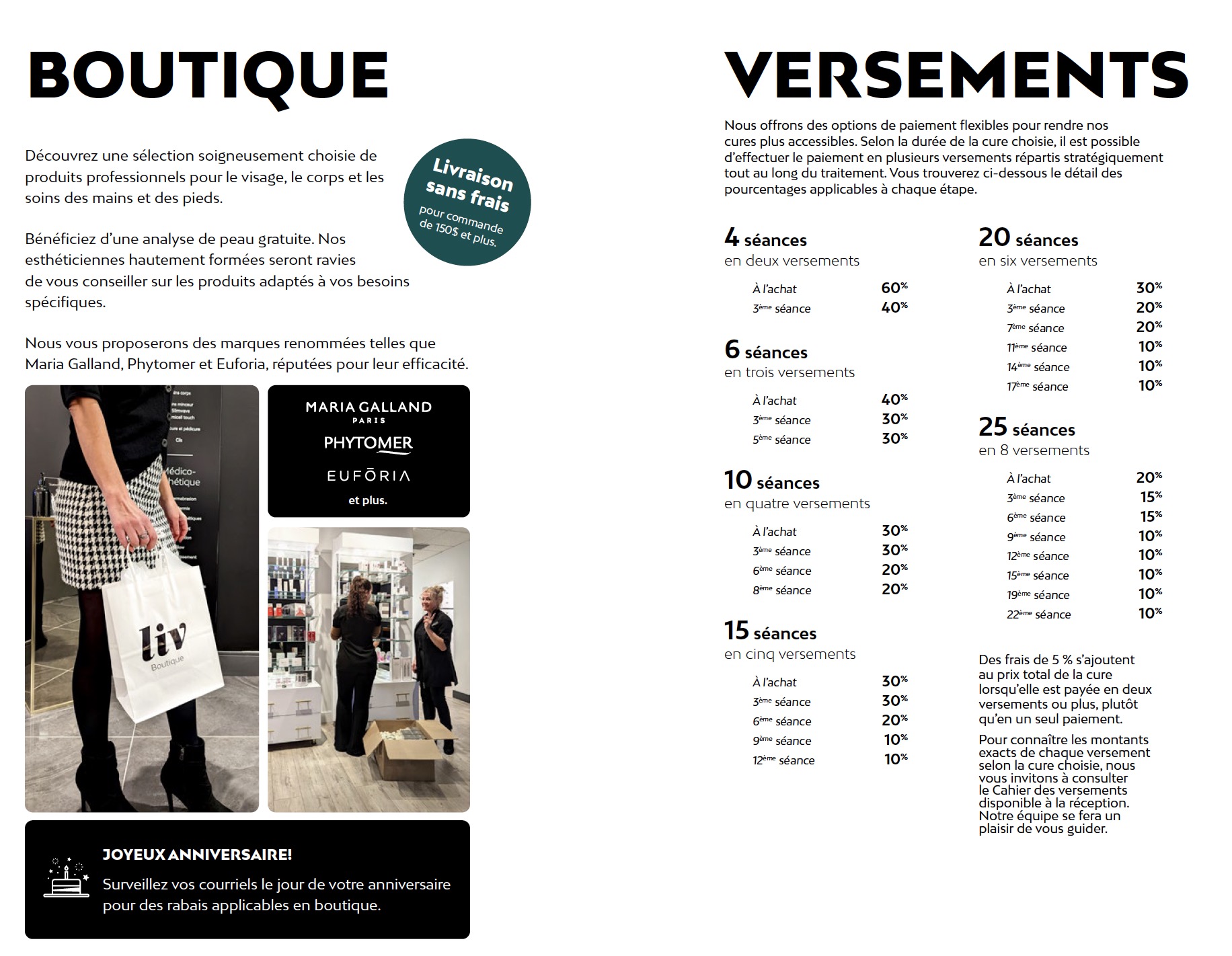 Prix soin du corp Liv Beauté & Spa